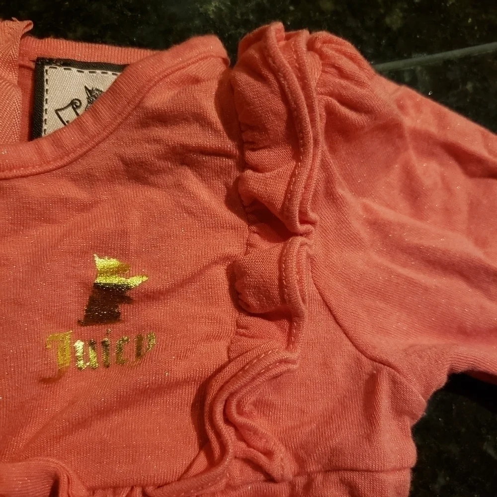 Vintage Juicy Couture Baby Coral Pink Tunic Shirt and Bottoms Matched Set 3-6 mo